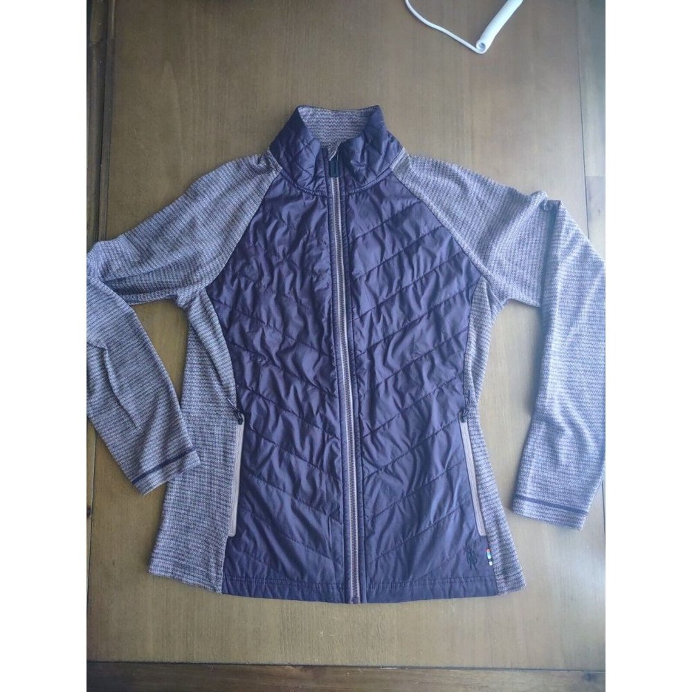 Smartwool Women's L Propulsion 60 Insulated Jacket Full Zip Wool Bordeaux Stripe